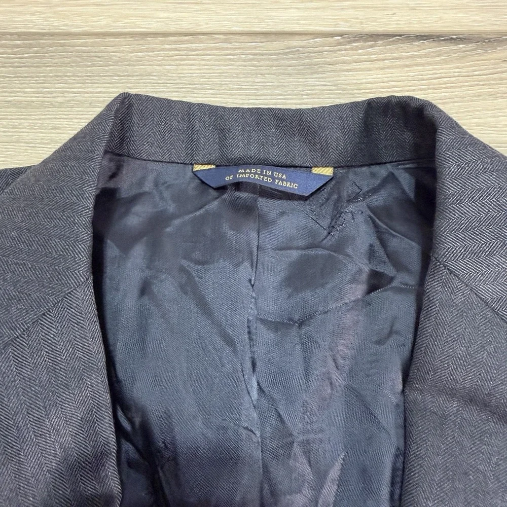 Brooks Brothers Saxxon Wool Fitzgerald Gray Micro Herringbone Suit 42L 36x30